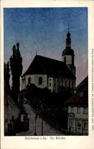 Luna Ak Bogatynia Reichenau in Sachsen Schlesien, Ev. Kirche