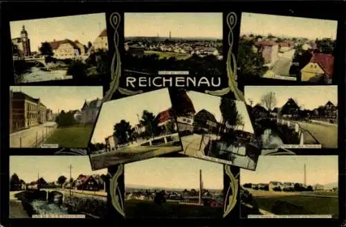 Ak REICHENAU IN SACHSEN = Bogatynia Reichenau in Sachsen Schlesien, Postkarte mit verschiedene...