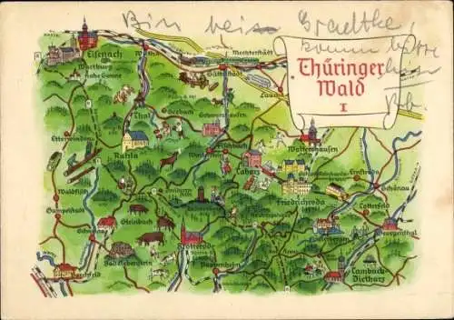 Landkarten Ak Lutherstadt Eisenach in Thüringen, Thüringer Wald, Ruhla, Steinbach