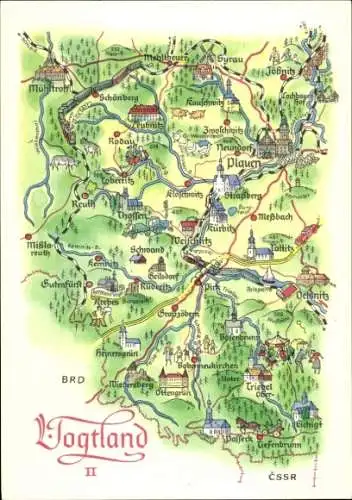 Landkarten Ak Plauen im Vogtland, Meßbach, Umgebung