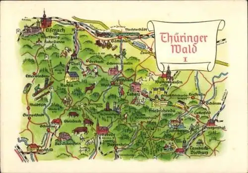 Landkarten Ak Lutherstadt Eisenach in Thüringen, Thüringer Wald, Ruhla, Steinbach