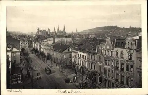 Ak Aachen, Stadtansicht, historische Gebäude, Straßenbahn, Wolkenkratzer