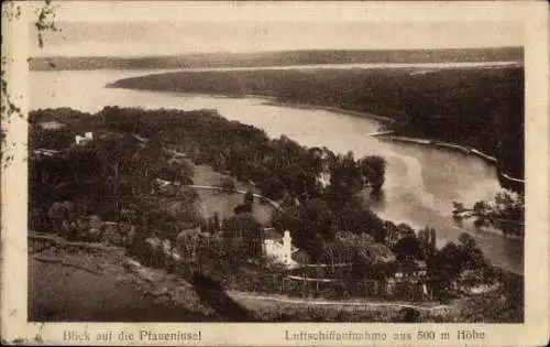 Ak Berlin Zehlendorf, Blick auf die Pfaueninsel, Fliegeraufnahme