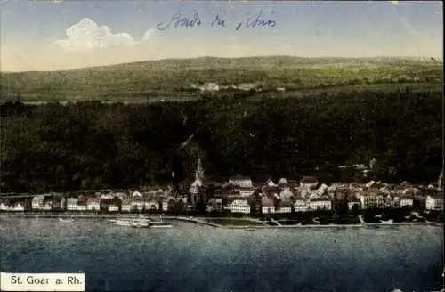 Ak St. Goar am Rhein, Landschaftsaufnahme, Stadtansicht, Rhein, blauer Himmel, Schiffe