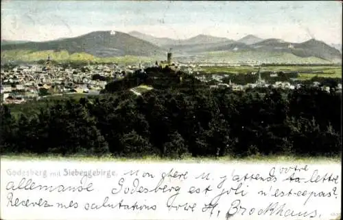 Ak Bad Godesberg Bonn am Rhein, Panorama mit Siebengebirge