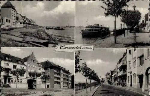 Ak Hoch Elten Emmerich am Rhein, Vielzahl von Ansichten, Schifffahrt, Spazierweg, Uferpromenade