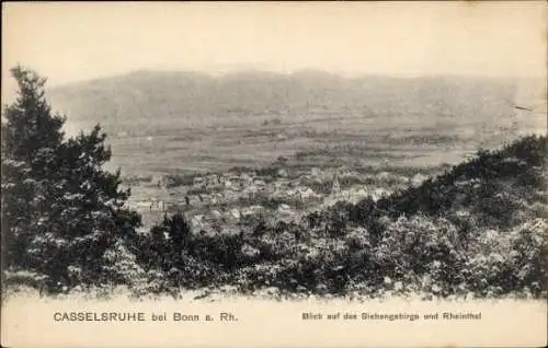 Ak Venusberg Bonn am Rhein, Casselsruhe, Blick auf das Siebengebirge und Rheinthal, Schwarz-We...