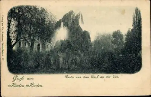 Ak Baden Baden am Schwarzwald, Partie aus aus dem Park an der Gos