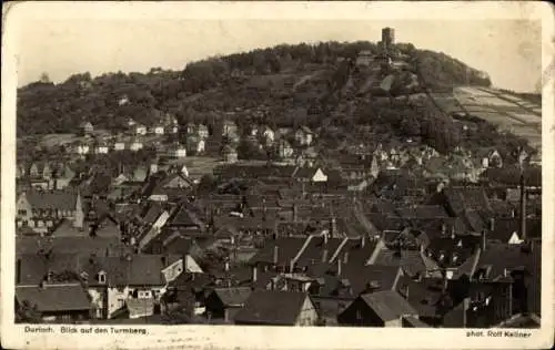 Ak Durlach Karlsruhe in Baden, Blick auf den Turmberg, Häuseransicht, Fotografie von Rolf Kellner