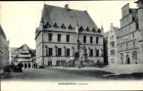 Ak Osnabrück in Niedersachsen, Historisches Rathaus, Stadtszene, Schwarz-Weiß-Foto