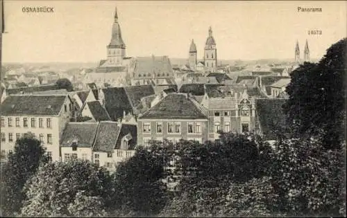 Ak Osnabrück in Niedersachsen, Panoramaansicht über  Historische Gebäude, Turmspitzen