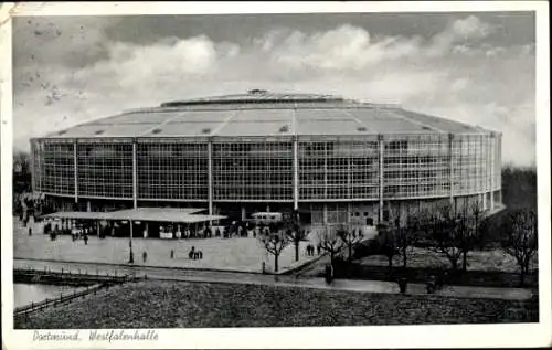 Ak Dortmund im Ruhrgebiet, Westfalenhalle, große Sporthalle, Veranstaltungen, historische Arch...