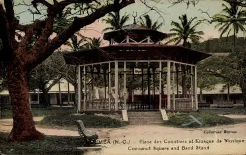 Ak Nouméa Nouvelle Calédonie Neukaledonien, Cocoanut Square, Bandstand, Palmen, Kiosk, Bänke