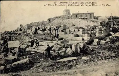 Ak Puy-de-Dôme, Merkur-Tempel und Observatorium auf dem Gipfel