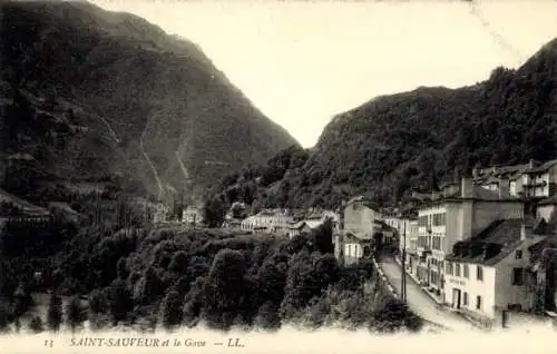 Ak Luz Saint Sauveur Hautes Pyrénées, Panorama, Gave