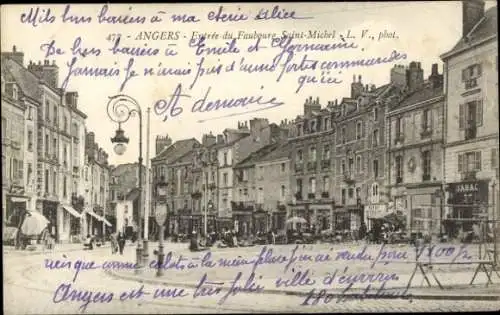 Ak Angers Maine et Loire, Stadtansicht  Faubourg Saint-Michel, frühere Architektur