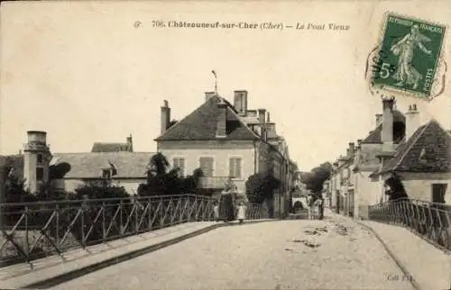 Ak Chateauneuf sur Cher, Le Pont Vieux