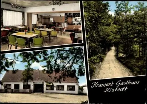 Ak Ristedt Syke in Niedersachsen, Waldpartie, Kramers Gasthaus, Inh H. u. U. Roose,Clubraum, Waldweg