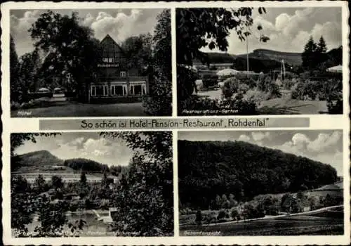 Ak Rohdental Hessisch Oldendorf an der Weser, Hotel  Restaurant-Garten, Gesamtansicht, schöne Lan
