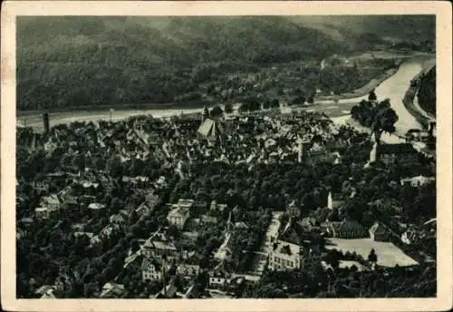 Ak Hann. Münden in Niedersachsen, Luftaufnahme von  Fluss und Hügel,  Stadtansicht