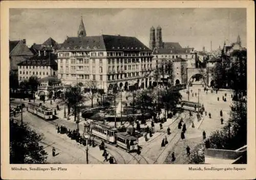 Ak München, Sendlinger-Tor-Platz, Straßenbahnen