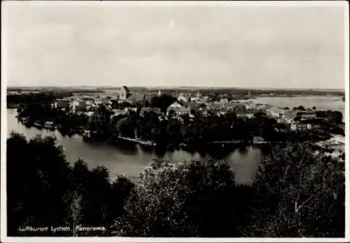 Ak Lychen in der Uckermark, Panoramablick auf die Stadt, Wasseransicht, Landschaft, Wolken