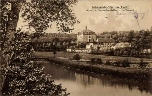 Ak Schmeckwitz Räckelwitz Sachsen, Blick zum Johannisbad, Dr. med. Rachel