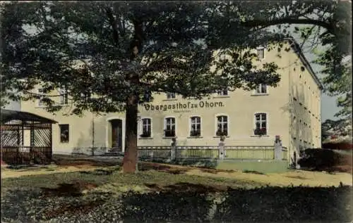 Ak Ohorn in Sachsen, Obergasthof zu  Bauwerk, Fenster, Garten