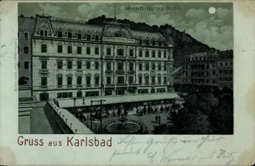 Ak Karlsbad in Baden, Grand Hotel Pupp, Gruß aus Karlsbad