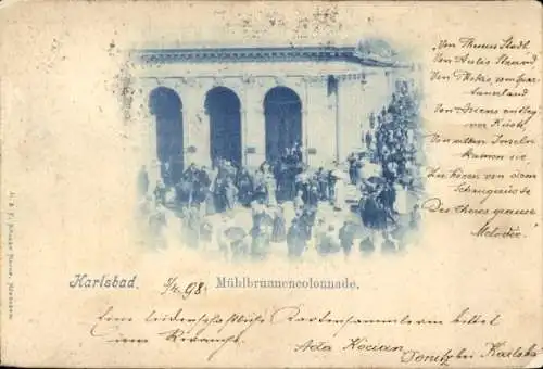 Ak Karlsbad in Baden, Mühlbrunnenkolonnade, Menschenmenge, n Stil, Karlsbad