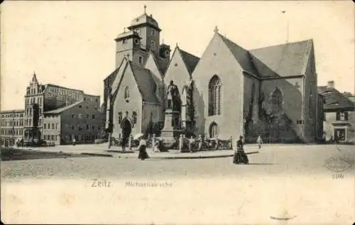 Ak Zeitz im Burgenlandkreis, Michaeliskirche, Fassadenreklame Sunlight