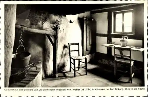 Ak Alhausen Bad Driburg in Westfalen, Geburtshaus von F. W. Weber, schlichtes Zimmer mit Stuhl un