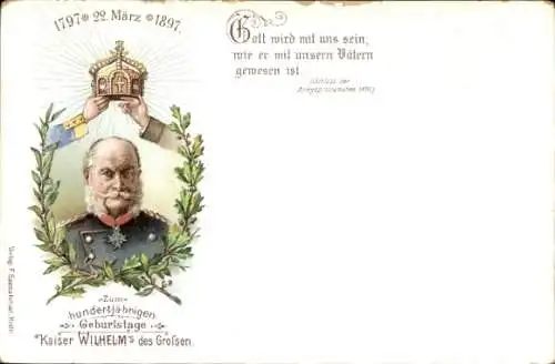 Litho Kaiser Wilhelm I., 100jh. Geburtstag, 22. März 1897
