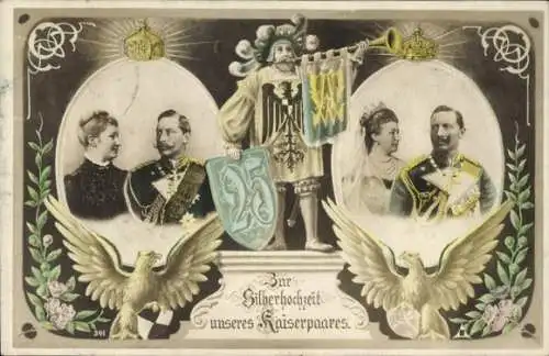 Ak Silberhochzeit des Kaiserpaares, Kaiser Wilhelm II, Kaiserin Auguste Viktoria