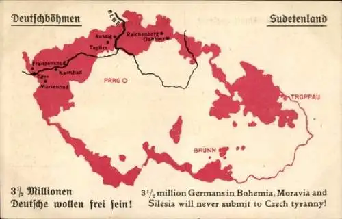 Landkarten Ak Deutschböhmen, Sudetenland, Propaganda