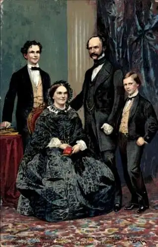 Künstler Ak Byn, F., König Maximilian II. von Bayern, Königin Marie, Kinder Ludwig II u. Otto I