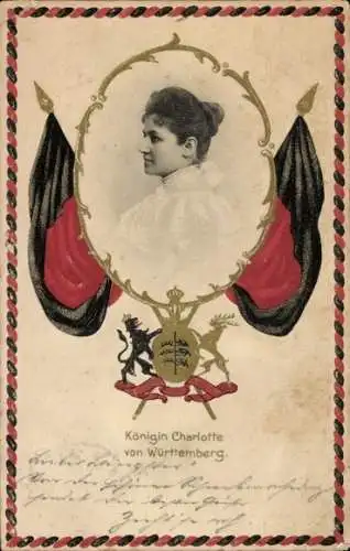 Präge Passepartout Wappen Ak Königin Charlotte von Württemberg