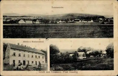 Ak Cossern Doberschau Gaußig Oberlausitz, Mühle u. Restauration, Totalansicht