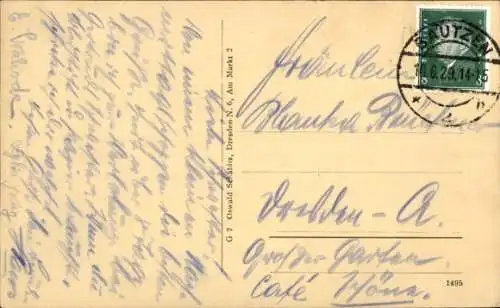 Ak Gaußig in der Oberlausitz, Straßenpartie, Kirche