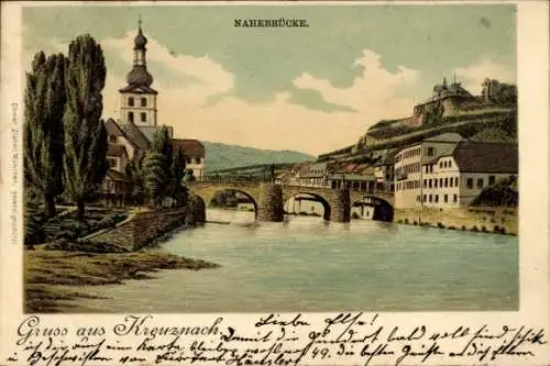 Litho Bad Kreuznach an der Nahe, Nahebrücke