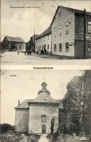 Ak Kissenbrück in Niedersachsen, Gastwirtschaft, Kirche