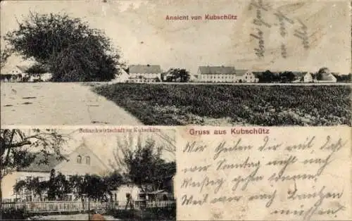 Ak Kubschütz in Sachsen, Teilansicht, Schankwirtschaft