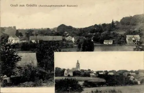 Ak Gröditz Weißenberg in Sachsen, Gesamtansicht, Teilansicht, Kirche