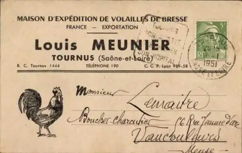 Ak Tournus Saône et Loire, Louis Meunier, Sohn und Schwiegersohn, Geflügelzucht und Export, To...