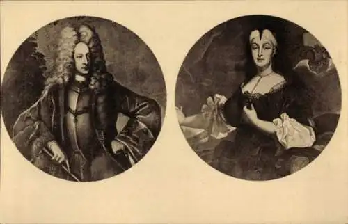 Ak Rastatt im Schwarzwald Baden, Markgraf Ludwig Wilhelm von Baden-Baden, Augusta Sibylla Fran...