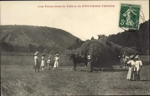 Ak Côte d’Or Frankreich, Les Foins dans le Vallon de Fontaine Froide