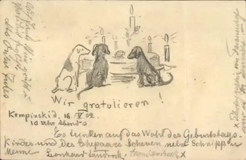 Ak Berlin Tiergarten, Potsdamer Platz, Haus Vaterland, Kempinski, Zwei Hunde sitzen auf Stühle...