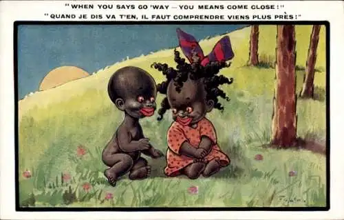 Künstler Ak Lewin, F., afrikanische Kinder