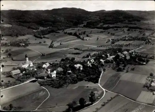 Ak Schorndorf im Remstal Württemberg, S/W-Foto einer ländlichen Gegend mit vielen Feldern, daz...