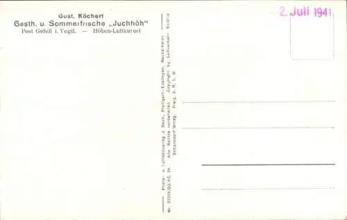 Ak Juchhöh Tirpersdorf im Vogtland, Luftaufnahme